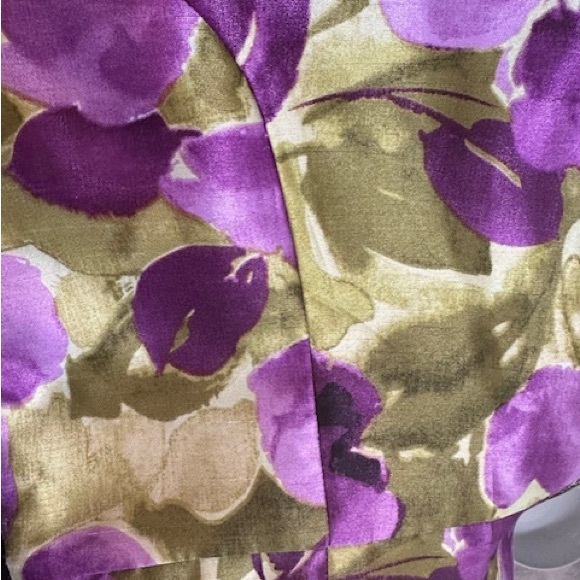 GILANI Dress Party Elegant S/L Floral Purples Greens Zip Exc Conditon Sz 14 - Picture 7 of 12